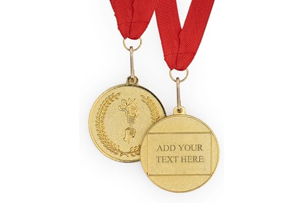 Wanapix | Médaille Personnalisée | Medailles Olympiades | Medaille Metal Gravé | Ruban Rouge | Enfants et Adultes | 5ø cm | 100% Personnalisée