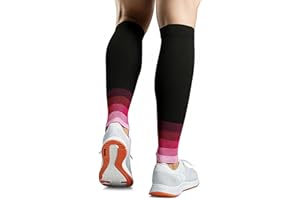 aZengear Rękawy uciskowe na łydki dla mężczyzn i kobiet - szyna piszczeli i opaska na łydkę - uciskowe ochraniacze na łydki - rękawy na nogi do rozdartych skurczy mięśni (Czarny w/Różowy, S/M)