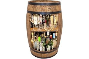 ‎WEECO weeco Bar Schränk LED. Weinregal Weinschrank XL. Fass Vintage deko Wohnzimmer. Minibar Gin Whisky Bier. Weinfass Stehtisch. Holzfass für Gläser und Flaschen. Wine Rack geschenkset.
