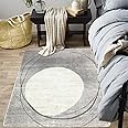Tinyboy-hbq Area Rug Short Pile Living room Carpet Modern Geometric Design Rugs Circular Pattern Rug Non-slip Decorative Rugs for Bedroom (Light grey/beige, 80 * 120cm)