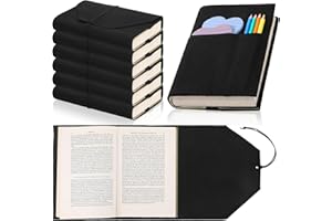 Dianelhall 6 Pcs Canvas Book Cover with Pockets Washable 6.3 x 8.3 Inch Reuseable Adjustable Book Protector Gifts for Lovers Men Women