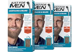 Just For Men Brush-In Mustache, Beard And Sideburns, Light Brown - Kit ( Pack of 3 )