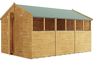 BillyOh Keeper Overlap Garden Shed with Floor | Wooden Garden Storage Shed with Apex Roof & Felt Included | Windowed or Windowless- Multiple Sizes (12x8 Windowed)