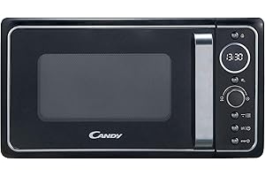 Candy Divo G20CMB, Microondas con Grill, 20L, 1200W, 6 Niveles de Potencia, Digital, 9 Programas, Bloqueo Seguridad, Plato 24,5CM, Grill Rack, Express Cooking, Temporizador, App simply-Fi, Negro