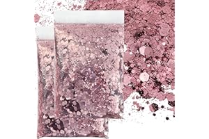 GIUSOBG 100g Glitter Polvere 3 Dimensioni Mescolare Paillettes Polvere Glitterata, Glitter per Artigianato per Lavoretti Creativi Creazione Artigianato Fai da Te (Rosa scuro)