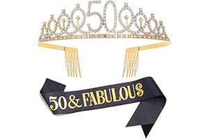 DIMETEY Set di diadema con fascia e strass in oro nero, regalo di compleanno per donne, fascia di compleanno/diadema per festa di compleanno da donna