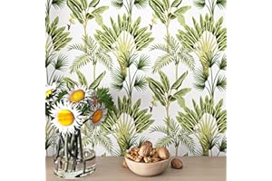 ReWallpaper Murando Carta da Parati Foglie Tropicali Carta da Parati Adesiva Muro Verde 44.5CM×3M Carta Adesiva per Mobili Fantasia Verde Autoadesiva Carta da Parati Camera da Letto Cameretta