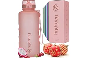 Hydracy Botella de Agua con Marcador de Tiempo - 2 L Botella de Agua Deportiva sin BPA - Botella de Gimnasio Antifugas con Funda Antitranspirante e Colador de Infusión
