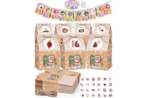 GRANDFUN DIY Adventskalender zum Befüllen Kinder Adventskalender Tüten 2024: +Lichterkette Papiertüten Adventskalender Selber Befüllen Basteln Machen 2024 Weihnachtskalender zum Befüllen Weihnachtstüten Häuser