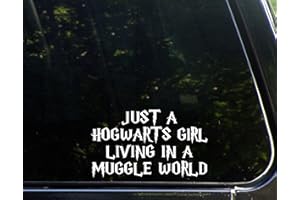 VINMEA Just A Hogwarts Girl Living in A Muggle World - 6 1/2" x 3 3/4" - Vinyl Die Cut Decal/Bumper Sticker for Windows, Trucks, Cars, Laptops, Macbooks, Etc.