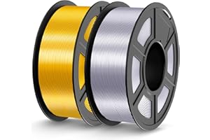 JAYO Filament PLA Silk 1,75 mm, błyszczący filament do drukarki 3D, 2,2 kg, dokładność pomiaru +/- 0,02, 2 cewki PLA+, srebrny + złoty