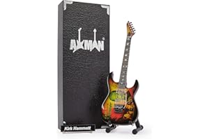 Axman Kirk Hammett Réplique de Guitare Miniature – Cadeaux de Musique – Ornementale Faite à la Main Échelle 1/4 – Boîte de présentation, étiquette de nom et Support de Guitare Miniature Inclus