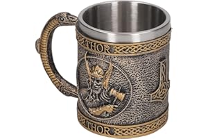 SUPYINI Kubek Wikingów, średniowieczny kubek, wojownik wikingów, filiżanka do kawy, statek wikingów, kufel do piwa, ze stali nierdzewnej, kufel do piwa, kubek, kubek do piwa, kubek do domu, baru, KTV, restauracji