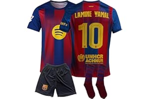 BORIVERAE Lamine Yamal Children's Jersey #19 - Football Set with Jersey, Shorts, Socks, 4 Posters, Keyring & Christmas Hat | Barca Children's Football Jersey for Training, Leisure & Tournaments (4-14 Years)