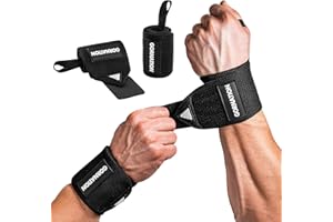 GORNATION Muñequeras Elásticas para Levantamiento de Pesas, Calistenia y Gimnasio, Soporte de Muñeca para Fitness y Musculación, Bandas elásticas protectoras, Wrist Wraps Ajustables - 1 Par, Negro