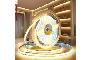 PERVADEO 12V COB LED Streifen Warmweiß 3000K, 5m Selbstklebend LED Strip 320LEDs/m 8mm Breite CRI90+ Flexibles LED Band helles Unterbaulicht für Fernseher, DIY Dekoration(Ohne Netzteil)