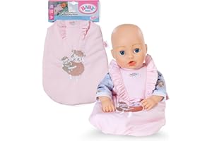 BABY born Saco de dormir – Saco rosa para muñecas con volantes & cierre de velcro – Accesorio para muñecas – Adecuado para muñecas de 36 cm & 43 cm