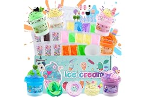 Okaybee Ice Cream Slime Kit for Girls, 45 Set Slime Pack Includes 6 Pack Clear Slime & Slime Charms, Slime Clay to Make Butter Slime, Jelly Cube Crunchy Slime, Slime Party Favors Easter