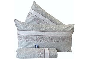 L'Emporio Casa Set Completo Lenzuola Matrimoniale Chloè, 100% Cotone Italiano, Effetto Setato (Drappo Grigio)