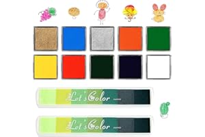 DAWRIS Almohadilla de Tinta Colorida para Huellas Dactilare, 12 Piezas Tampon Tinta para Sellos de Huellas Dactilares para Niños, Sello Lavable para Manualidades, álbumes de Recortes, Pintura de Dedo