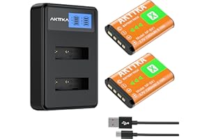 AKTTKA Batteria ricaricabile per fotocamera NP-BX1 da 1380 mAh (set di 2) e caricatore doppio con ingresso Type-C e display LCD, compatibile con Sony ZV-1, DSC-HX80, HX90V, HX95, RX1, RX100, FDR-X3000
