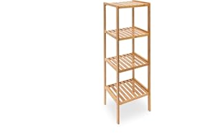 Relaxdays, Estantería Bambú Baño, Estante de Pie Cocina, Mueble con 4 Baldas Abiertas, 110 x 34 x 33 cm, Marrón Natural