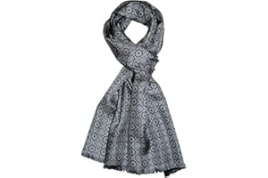 Lorenzo Cana - Herren Schal Wendeschal harmonische Farben - Vorderseite bedruckte Seide - Rückseite gewebte Wolle - 30 cm X 160 cm - 8914511