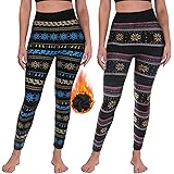 Leggings Donna Natalizio Pantaloni Invernali Termici con Orsacchiotto,Taglia Unica 4145