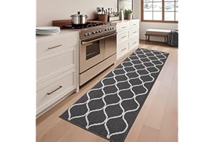 COSY HOMEER Alfombra Cocina Lavable Antideslizante, 60 x 180 cm, Tapete Cozinha Impermeable con Absorción de Agua, Lavable a Máquina, Ideal para Alfombras de Pasillo y Cocina, Gris