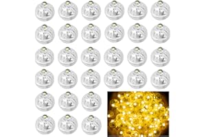 AebeChun Luces LED para Globos, 30 Piezas Mini LED Blanco Cálido, Globo Redondas para Linternas de Papel, Fiestas de Cumpleaños, Bodas, Halloween, Decoración Navideña