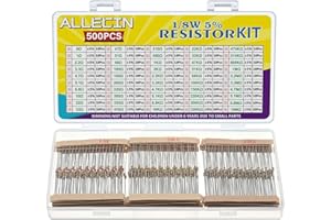 ALLECIN Zestaw rezystorów 50 wartości 1/8 W od 1 omów do 1 m omów 1/8 W 5% rezystorów z folii węglowej asortyment