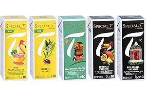 SPECIAL.T Spécial.T - Coffret 50 gélules - 5 variétés de 10 capsules - Rose de pamplemousse (bio), verveine (bio), pêche mandarine, passion tropicale & délice de fruits rouges