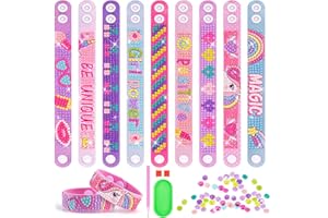 HGRGHH Cadeau Fille 5-10 Ans, 9 Pcs Diamond Painting Enfant Bracelet Kit, Fabrication Bracelet Creation DIY Jouet Fille 5 6 7 8 9 10 Ans, Loisirs Créatifs Fille, Idée Cadeau de Noël et de Anniversaire