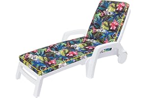 HOBBYGARDEN Cushions for Deckchair, Sun Lounger Cushion, Garden Lounger Cushion 201 x 55 x 8 cm. / 79.13 x 21.65 x 3.14 inches. Comfortable Cushion for Sun Lounger, Deck Chair, Cushion - Colourful Leaves