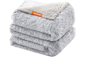 ‎FEANDREA Feandrea Wodoodporny kocyk dla psa, długi pluszowy koc dla dużych i olbrzymich psów, koty, 203 x 152 cm, XXL, polar Sherpa, dwustronny, ochrona sofy, Ombre szary PPB008G01