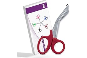 MJW Tuff Cut Trauma Scissors - Nursing Scissors, Medical Shears - CE Approved (Red, 5.5 Inch)
