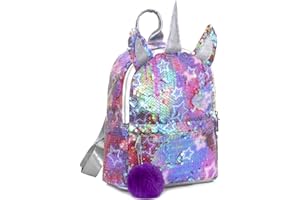 MOOKLIN ROAM Kinderrucksäcke, Einhorn Pailletten Tasche, Mädchen Schulrucksack Umhängetasche, Rucksack für Kinder Mädchen Damen, Geschenk für Schule Reisen Freizeit (Plüschball: Zufällige Farbe)