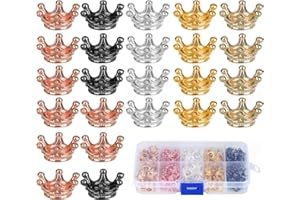FINEASY 150 Pieces Vintage Crown Charm, 5 Colours Mini Tiny Crowns for Jewelry Pendants and Necklaces Making, Small Charms for Bracelets Craft, Alloy Small Crown Bead Cap DIY Accessory