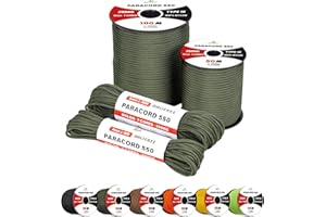 Brotree 4mm Paracorde 550 7 Brins Corde en Nylon 30M Type III Corde Parachute pour Survie, Extérieur, Bricolage - 250kg Charge de Rupture (Armée Verte)