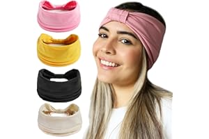 Overcare Lot 4 Bandeau Cheveux Femme Large & Turban Femme - Idéal Yoga, Bandeau Maquillage, Bandeau Sport & Bandeau Bebe Fille. Accessoire Cheveux parfait pour Foulard Cheveux & Serre Tête Femme (D)