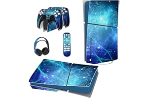 PlayVital Adesivo Skin per ps5 Slim Console Disco Edizione,Sticker Decal Cover Vinile per Controller Telecomando Cuffie Base di Ricarica-Galassia