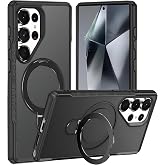 Rongep Samsung Galaxy S24 Ultra i&ccedil;in Kılıf Mag-Military Katlanabilir Halka Stantlı [MagSafe ile Uyumlu] S24 Ultra Kılıfı PC+T