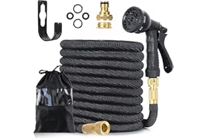 LINGKY Tuyau Arrosage Extensible 30m, Tuyau d'arrosage Extensible avec 8 Modes d'arrosage, Connecteur en Laiton Massif avec Adaptateur 3/4" et 1/2" pour Jardin et Lavage de Voiture