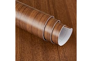 JSEVEM 40CM×3M Walnut Wood Wallpaper Peel and Stick Brown Wood Grain Contact Paper Vinyl Wrap Kitchen Cabinet Covering Desk Removable Furniture Stickers Self Adhesive Sticker for Wardrobe Cupboard