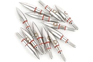 SHARROW 12pcs Tiro con L'Arco Punta di Freccia Punte da Tiro in Acciaio Inossidabile Punti di Campo Broadheads 100 Grains per Frecce di Carbonio