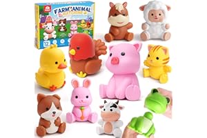 Coogam 10 juguetes a juego de animales de granja, juegos de clasificación motora fina para niños de 1 a 3 años, juguete sensorial de aprendizaje Montessori, regalo para baby shower, baño, cumpleaños