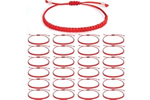 Yesaler Bracelets de Corde Rouge 24 Pièces Bracelets D'amitié Tressés Réglables pour Femmes Hommes Enfants Cadeau