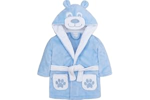 Bamu Baby Town Boys Girls Infants Unisex Soft Plush Fleece Hooded Bath Robe Dressing Gown Sizes 6-24 Months 2-6 Years