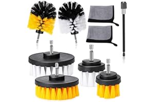 profiwoab Lot de 9 Embouts Brosse, perceuse, Tournevis sans Fil avec Embout de Polissage, kit de Nettoyage pour Jantes, carrelages, sols de Cuisine, baignoires de Voiture