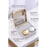 Gold Aynalı Seyahat Lens Kutusu - Sol&uuml;syon Kabı, Cımbız, Vantuz Aparatı, L-r Lens Hazneleri